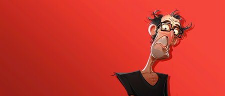 Cartoon vampire on a red background. Halloween illustration. 3D rendering.の素材