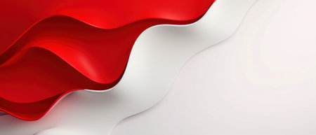 3d rendering of red and white wavy background with copy spaceの素材