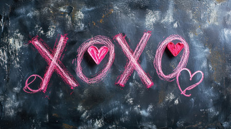 \\"\"XOXO\"\" written with chalk on a blackboard\""の素材