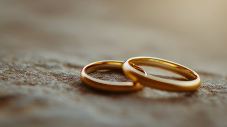 wedding rings on the background of the sea, close-upの素材