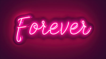Neon sign with the word FOREVER. Vector illustration.の素材