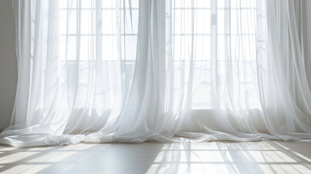 White curtain in the room. 3d render, 3d illustrationの素材