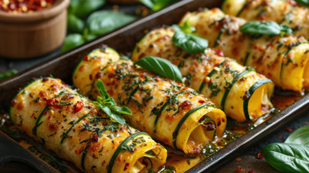 Cannelloni stuffed with zucchini, cheese and herbsの素材