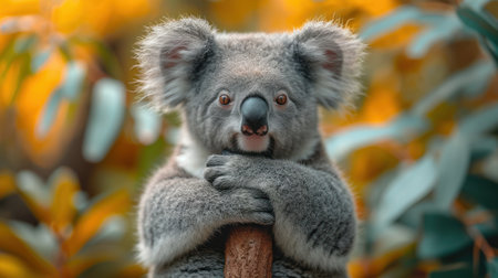Koala bear on eucalyptus tree branch in Australiaの素材