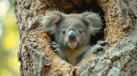 Cute koala in the hollow of a tree, Australia.の素材