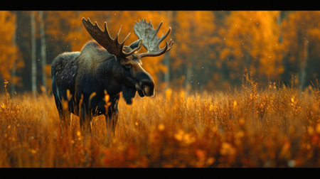 Moose in the autumn forest. Alaskan Moose (Alces alces)の素材