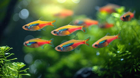 Tropical fish in an aquarium. Colorful tropical fish.の素材
