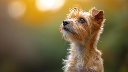 Yorkshire Terrier dog portrait in the nature on a sunny dayの素材