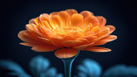 Orange gerbera flower on dark background. Shallow depth of fieldの素材