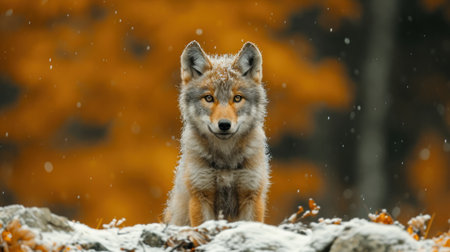 Red fox (Canis lupus) in the forest.の素材