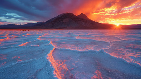 Sunset over the salt lake in the Altiplano, Boliviaの素材