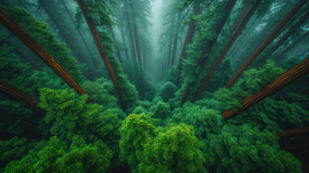 Foggy Redwood Forest in California, United States of Americaの素材