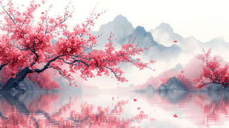 Cherry blossom sakura spring flower background for Chinese New Yearの素材