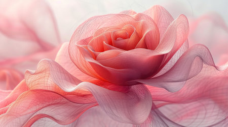 Beautiful pink rose on a white background. 3D illustration.の素材