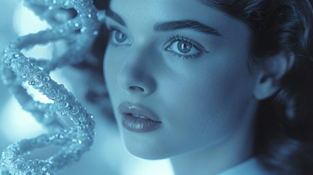 Portrait of a beautiful young woman. Beauty, fashion. Optics.の素材