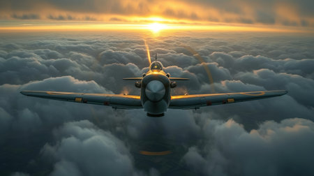 3D CG rendering of airplane in the clouds. 3D illustrationの素材