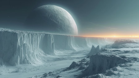 Fantasy alien planet. Mountain. 3D illustration. Moon.の素材