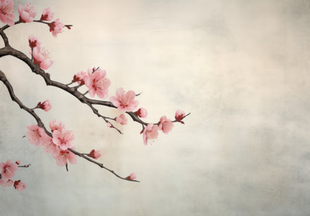 cherry blossom tree on grunge background with space for textの素材