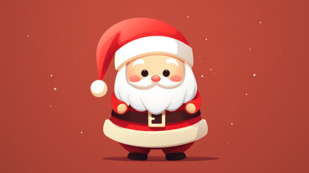Cartoon Santa Claus in red hat. Merry Christmas and Happy New Year. Vector illustrationの素材