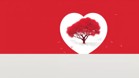 Valentine's day background with tree and heart. Vector illustration.の素材