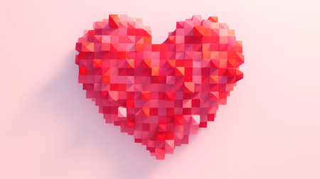 Red heart on a pink background. 3d rendering, 3d illustration.の素材