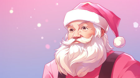 Santa Claus with a white beard on a pink background. Vector illustration.の素材