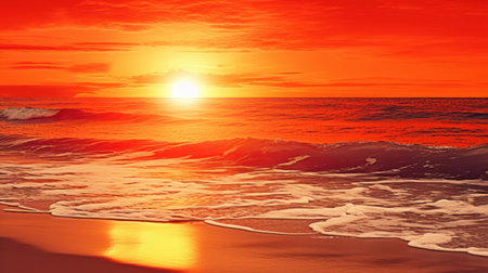 Beautiful sunset over the sea. Nature composition. 3d renderの素材