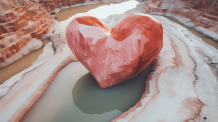 Valentine's day in Utah, United States of America. Heart shaped stone in the desertの素材