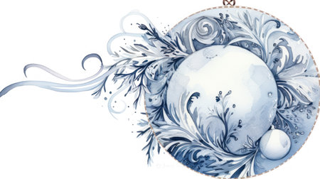 Illustration of a Christmas ball with snowflakes on a white backgroundの素材
