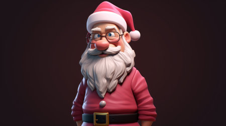 santa claus with glasses on dark background. 3d illustrationの素材