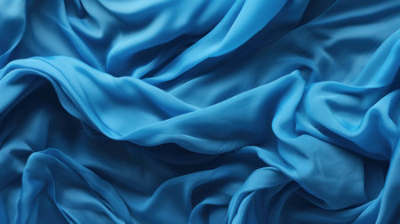 Smooth elegant blue silk or satin luxury cloth texture can use as abstract background. Top view.の素材