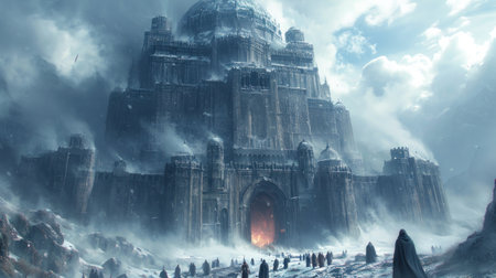 Fantasy alien planet. Mountain. 3D illustration. Fantasy world.の素材