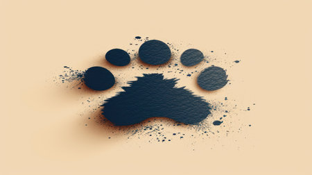 Paw print with grunge ink splashes. Vector illustration.の素材