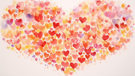 Valentine's day background with watercolor hearts. Vector illustration.の素材