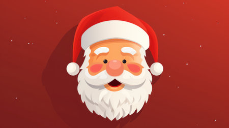 Santa Claus face on red background. Christmas and New Year vector illustration.の素材
