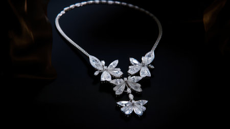 necklace on black background in close up shot with shallow depth of fieldの素材