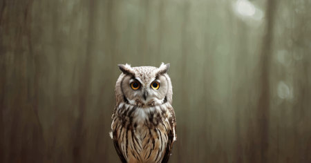 Long-eared owl (Bubo bubo) in the forestの素材