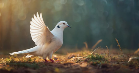Dove on the ground in the forest. Dove in the nature.の素材