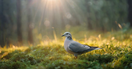 Larus ridibundus, European collared dove in the forest.の素材