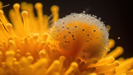 Photo for A closeup shot of a yellow dandelion flower with bubbles - Royalty Free Image