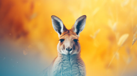 Kangaroo in the autumn forest. Portrait of kangarooの素材
