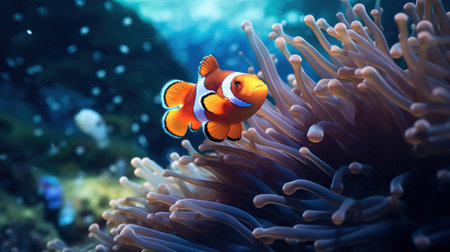 Clown anemonefish in anemone coral reef.の素材