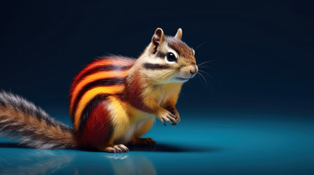 Funny chipmunk isolated on blue background. 3d renderの素材