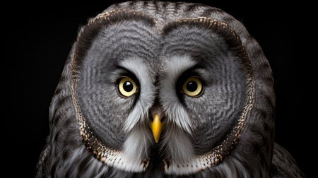 Portrait of the Great Gray Owl (Strix nebulosa)の素材