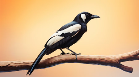 Magpie (Pica pica) sitting on a branch.の素材