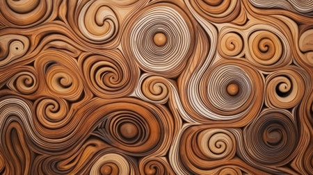 Wooden background with swirls. 3d rendering, 3d illustration.の素材