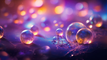 abstract background with bokeh defocused lights and glass ballsの素材