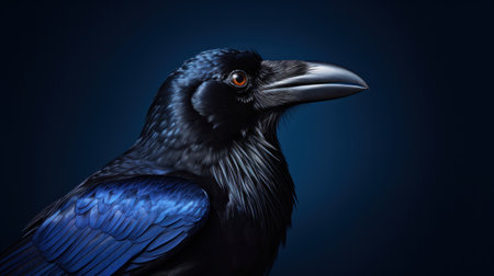 Portrait of a crow on a dark background. 3d renderingの素材