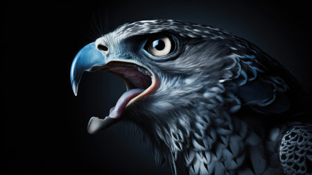 3d rendering of a goshawk on dark background with copy spaceの素材
