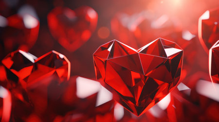 Valentine's day background with red hearts. 3d renderingの素材
